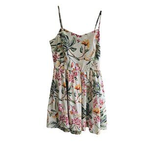 H&M Womens Floral Smocked-Back Sundress Multicolor S Cotton Lightweight Mini